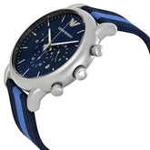 Emporio Armani Men's Quartz Blue Dial 46mm Watch with Nylon Strap (AR1949)